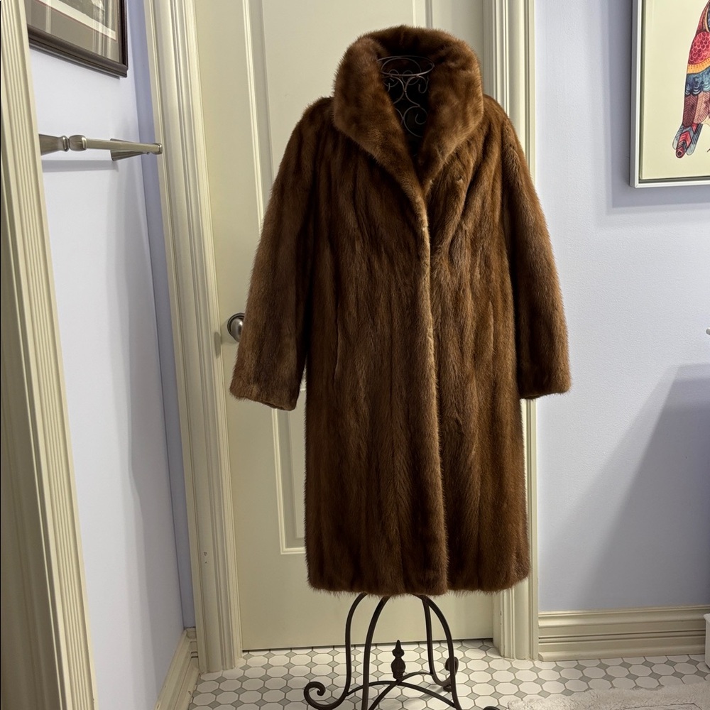 Mink full length classic styled coat